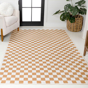 Ainsley Modern Cottage Checkerboard Washable Area Rug